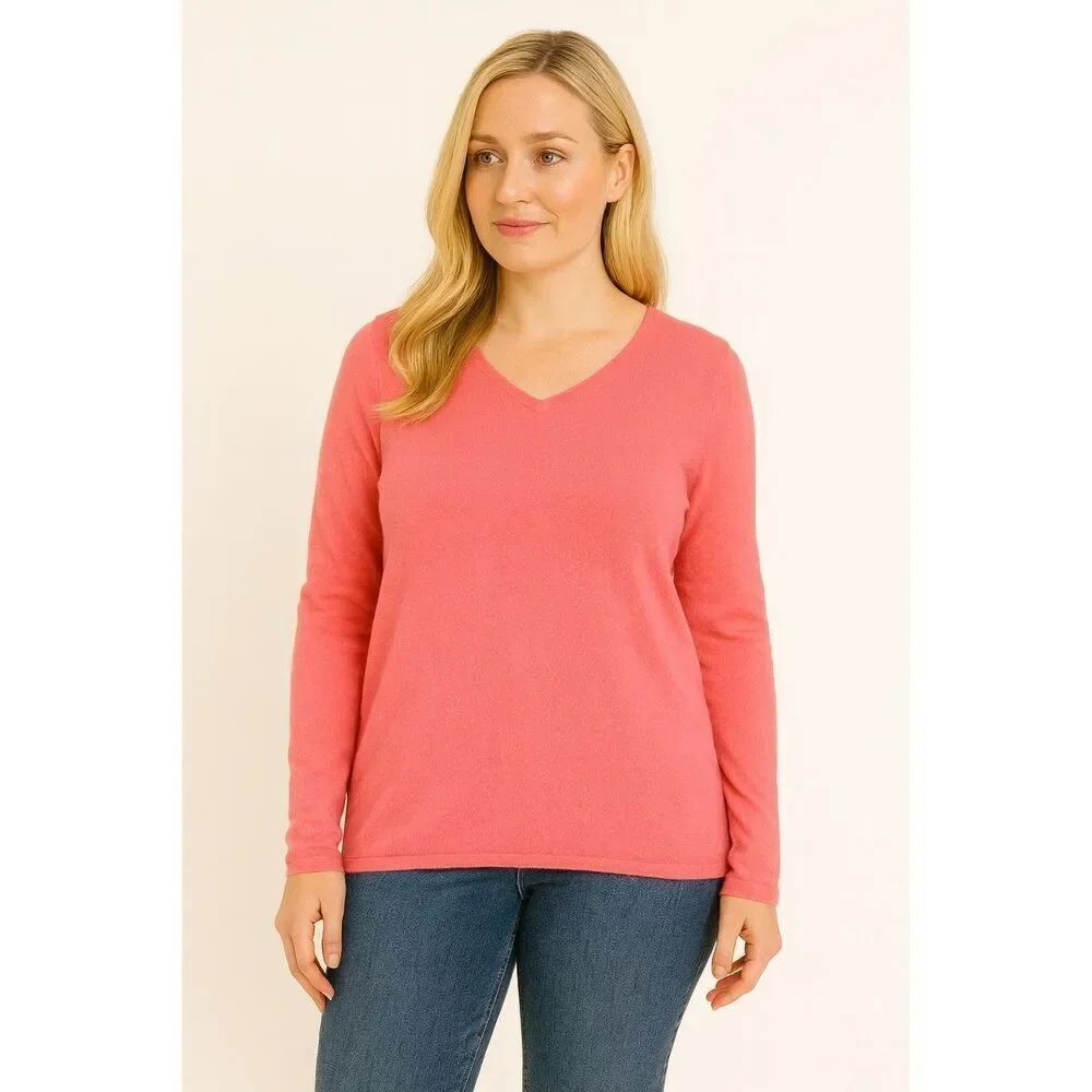 Garnet Hill 100% Cashmere orange coral sweater small